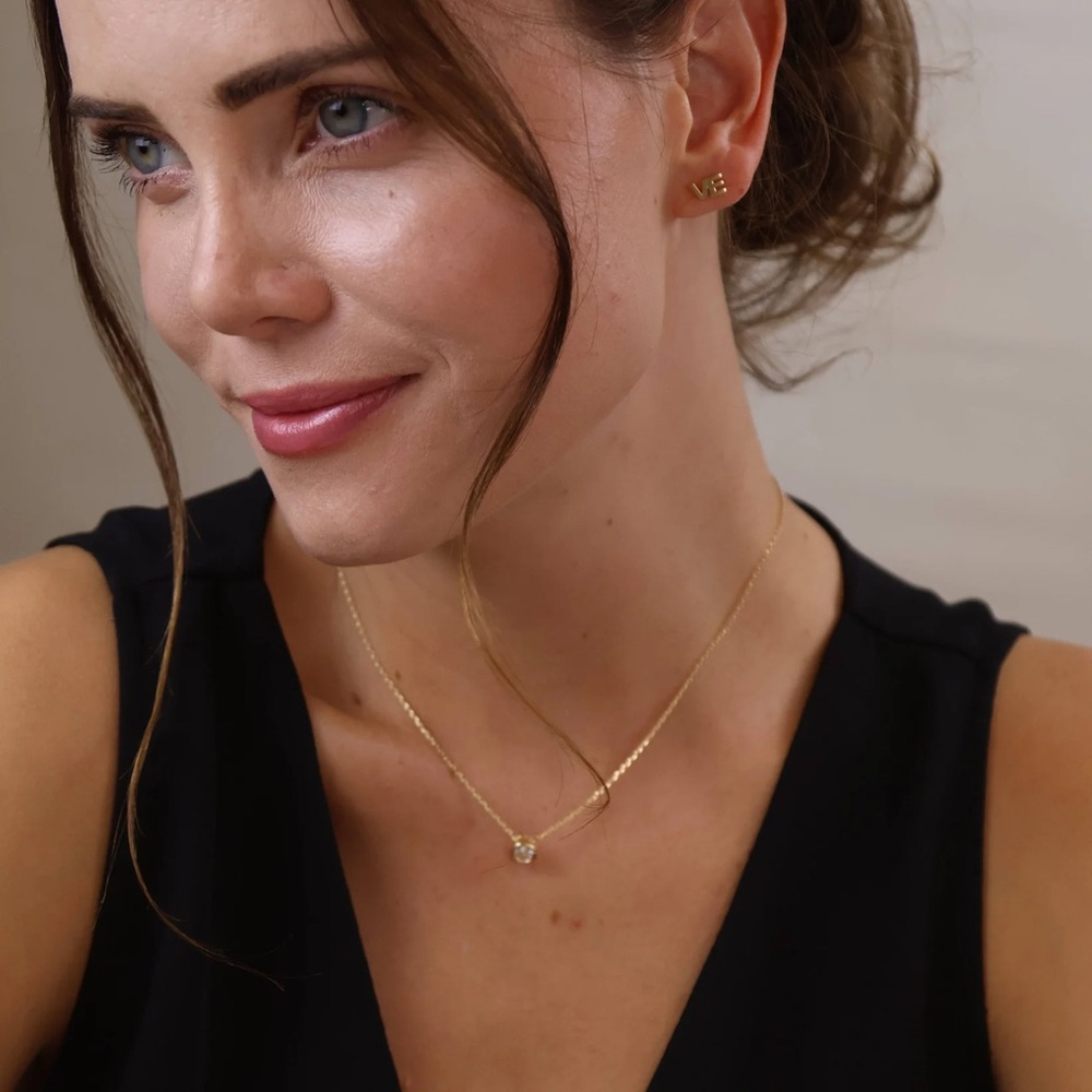 18k Gold Filled Solitaire CZ Necklace - Eco-Friendly